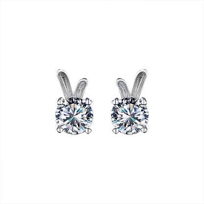 Women's Rabbit Moissanite Sterling Silver Earrings