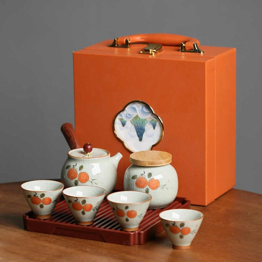 Travel Tea Set Suit Outdoor Ceramic Underglaze Teapot Teacup