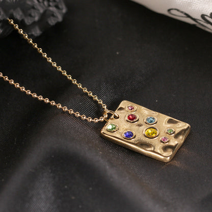 Stainless Steel Gold-plated Geometric Pendant Necklace