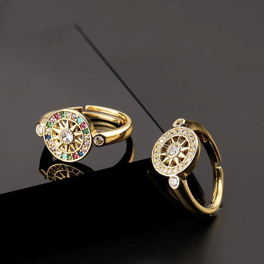 Fashion Six-pointed Star Ring Female Full Diamond Versatile