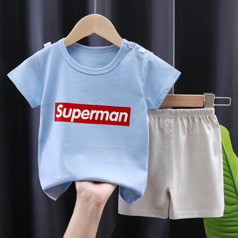 Children's Short-sleeved Suit Summer T-shirt Pure Cotton