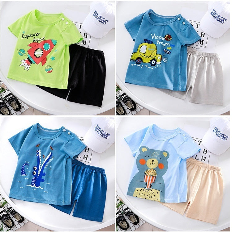 Children's Short-sleeved Suit Summer T-shirt Pure Cotton