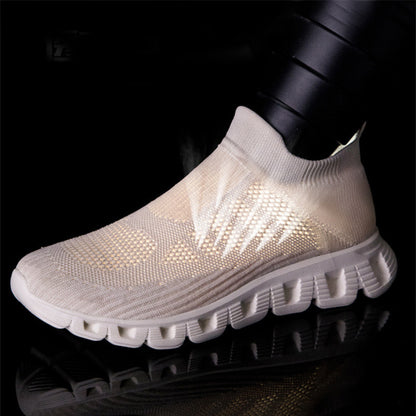 Casual Solid Color Flying Woven Sports Shoes Men Lightweight Breathable Mesh Sneakers