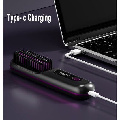2 In 1 Hair Comb Wireless Straightener Fast Heating Portable  USB Charging