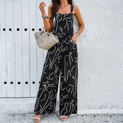 Jumpsuit With Pockets Spring Summer Casual Loose Overalls Womens Clothing