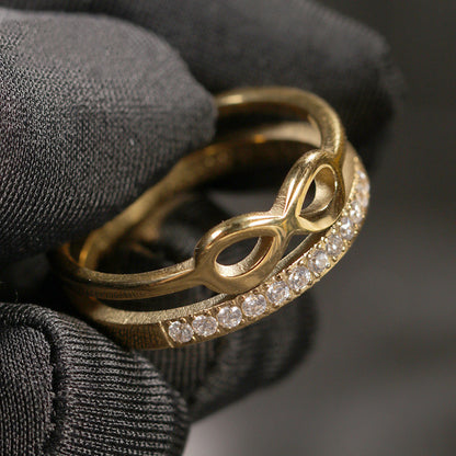 Double Retro CNC Diamond-studded Ring Fashion