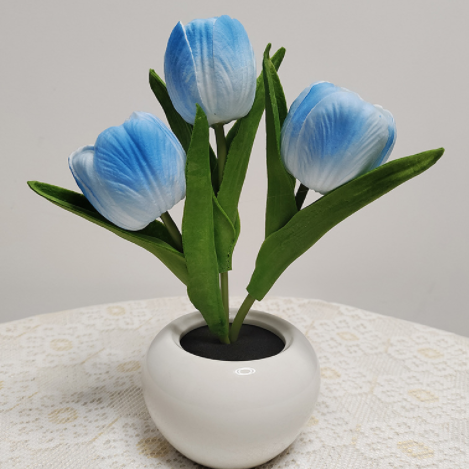 LED Tulip Night Light Simulation Flower Table Lamp Home Room Decoration Atmosphere Lamp Romantic Potted Gift For Office LED Lights