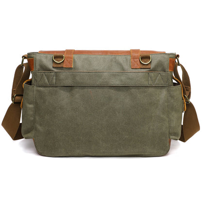 First Layer Cowhide Waxed Canvas Crossbody Shoulder Bag