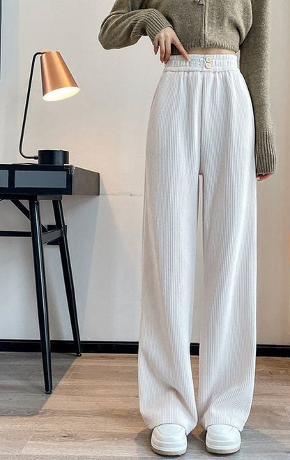 Thick Lambskin Women's Wide-leg Pants Autumn And Winter Loose