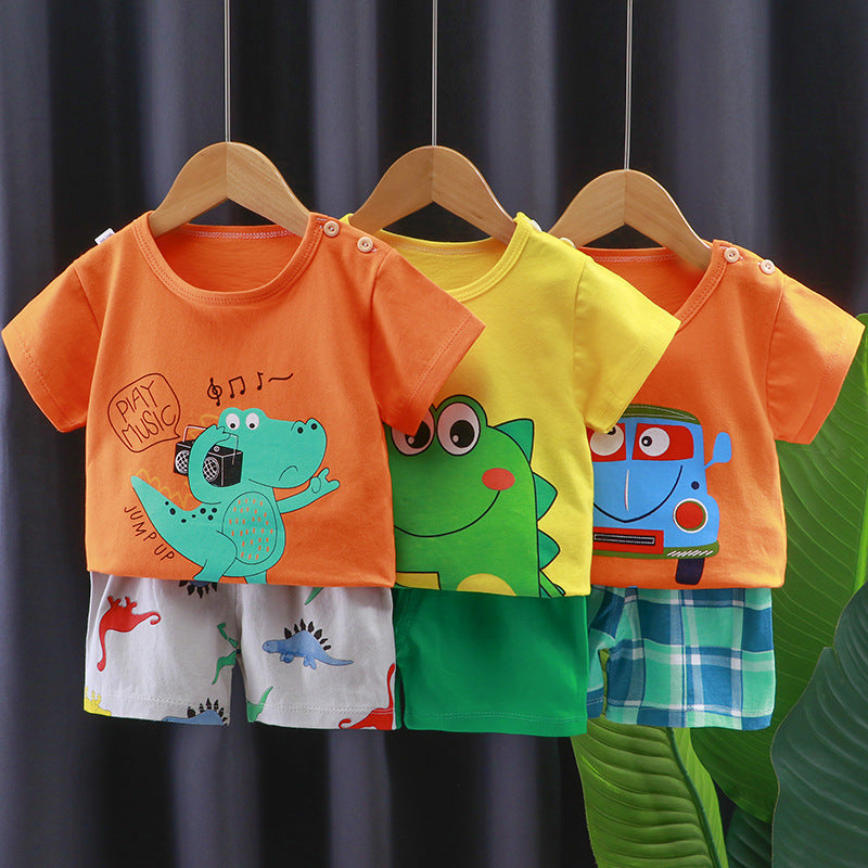 Children's Short-sleeved Suit Summer T-shirt Pure Cotton