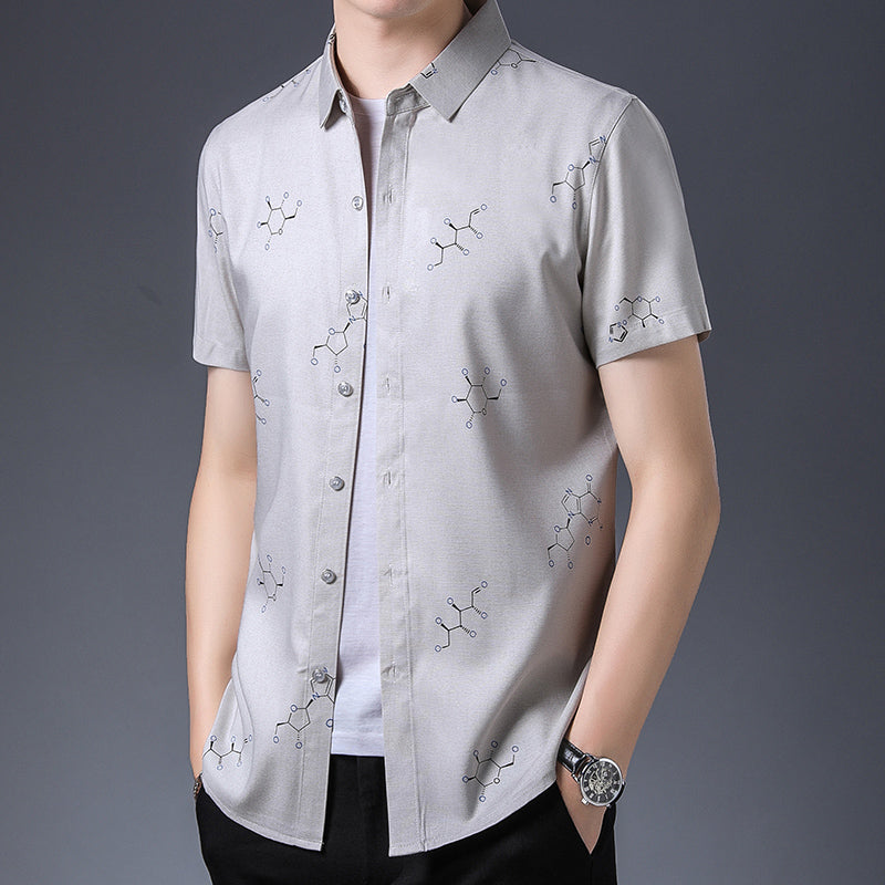 Men's thin printed short-sleeved shirt