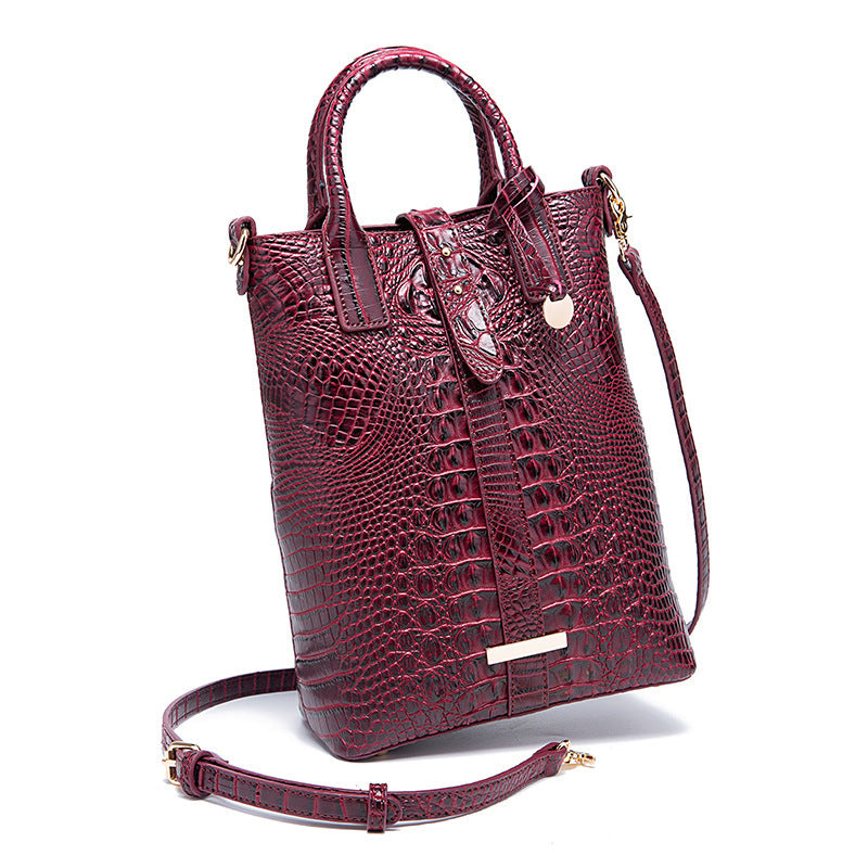 D. U. S Retro Multi-color Concave-convex Crocodile Pattern Shoulder Bag