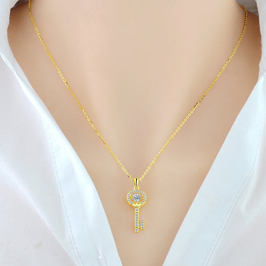 Rose Gold Plated Gold Key Smart Heartbeat Necklace