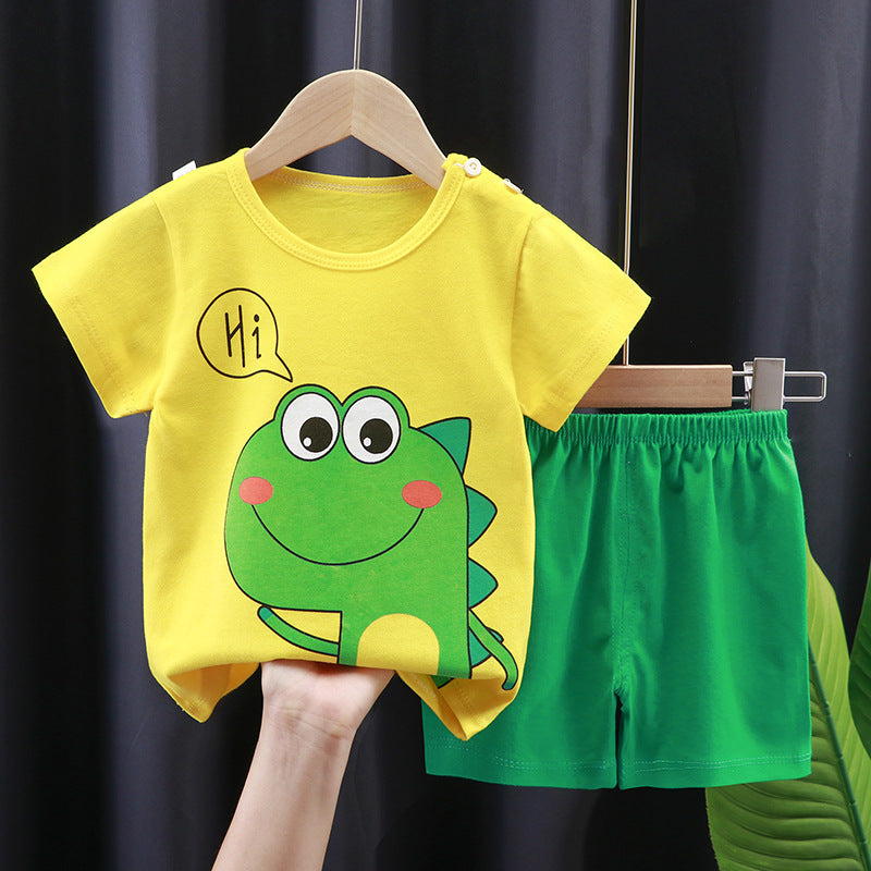 Children's Short-sleeved Suit Summer T-shirt Pure Cotton