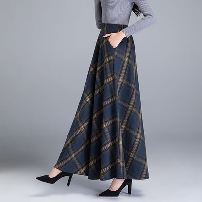 Woolen Plaid Skirt Winter Women's Western Style