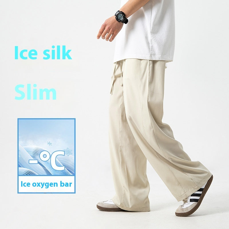 Cool Feeling Ice Silk Casual Pants Men's Summer Thin