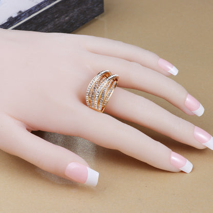 Flow Inlaid Zircon Multi-ring Retro Ring Fashion Multi-level Design Women