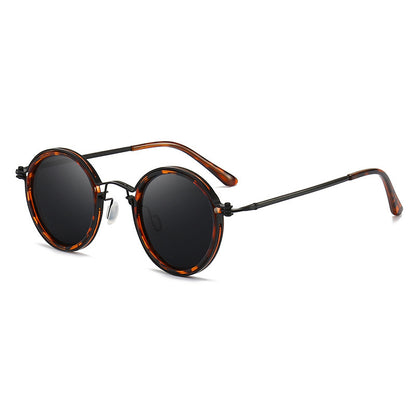 Sunscreen Retro Style Round Frame Metal Sunglasses