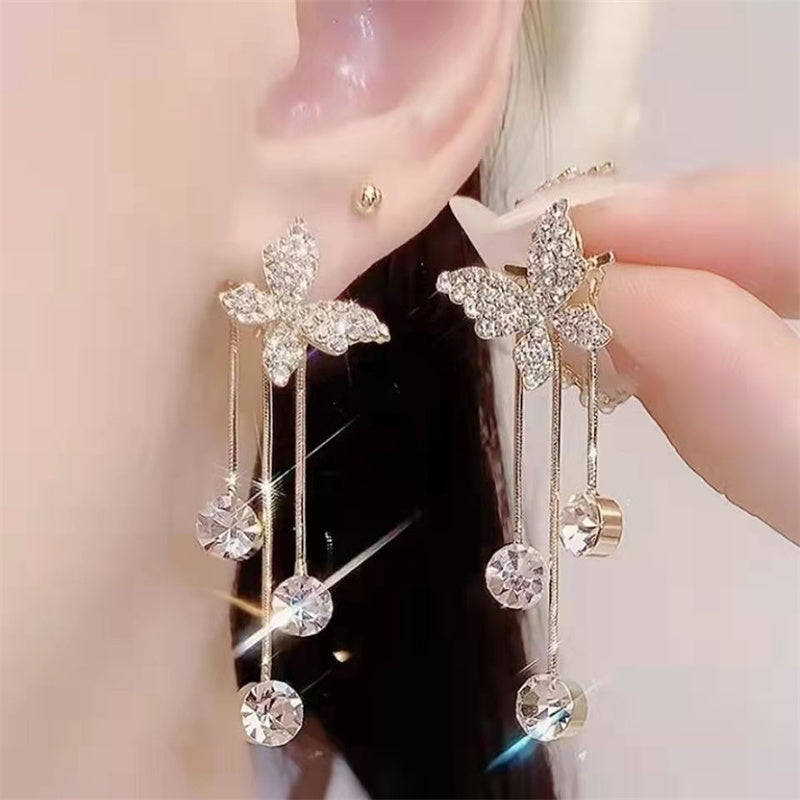 Fashion Jewelry Diamond-encrusted Butterfly Stud Earrings