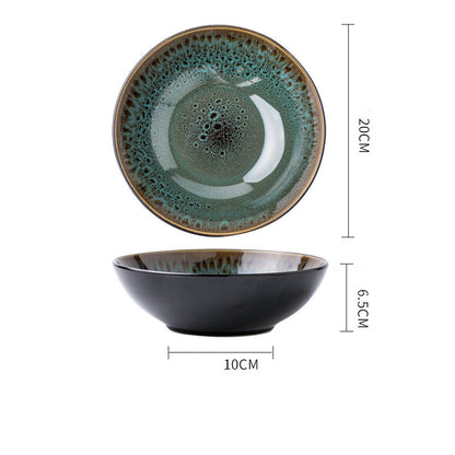 Vintage Green Ceramic 8-inch Bowl Household Noodle Bowl