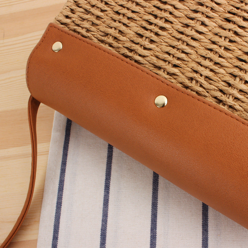 Summer Casual Square Lock Crossbody Woven Bag