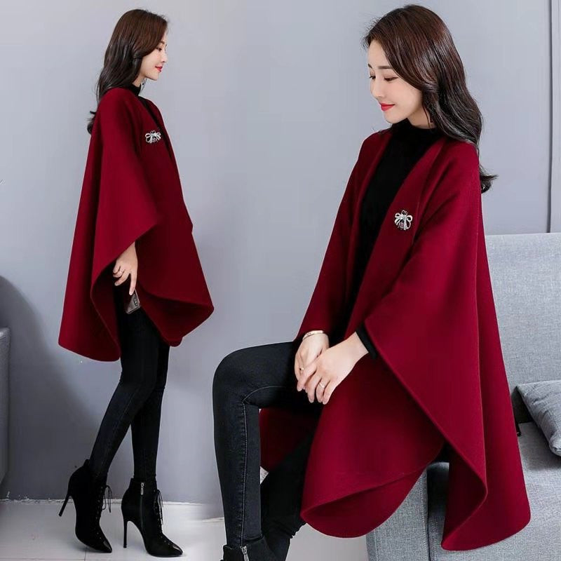 Fashion Longfengni Women's Woolen Cape Coat