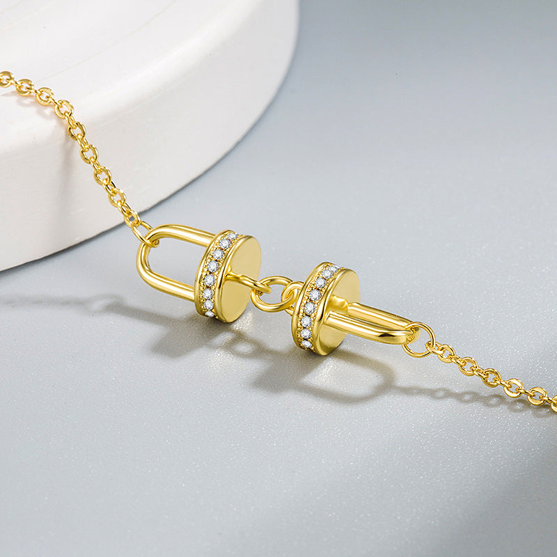 Diamond-embedded Cross-loop Necklace