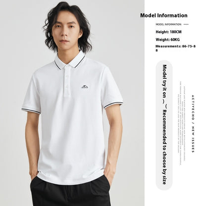 MOUNTAIN  Breathable Ice Silk Polo Short Sleeve Casual Polo Collar