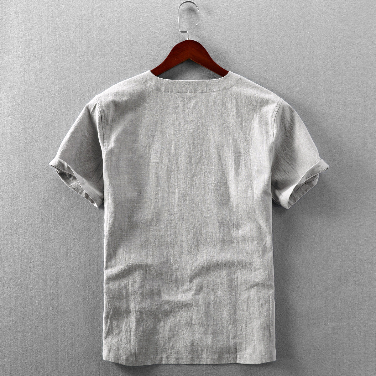 Linen Short-sleeved T-shirt Simplicity Casual Thin Pullover V-neck T-shirt Foreign Trade