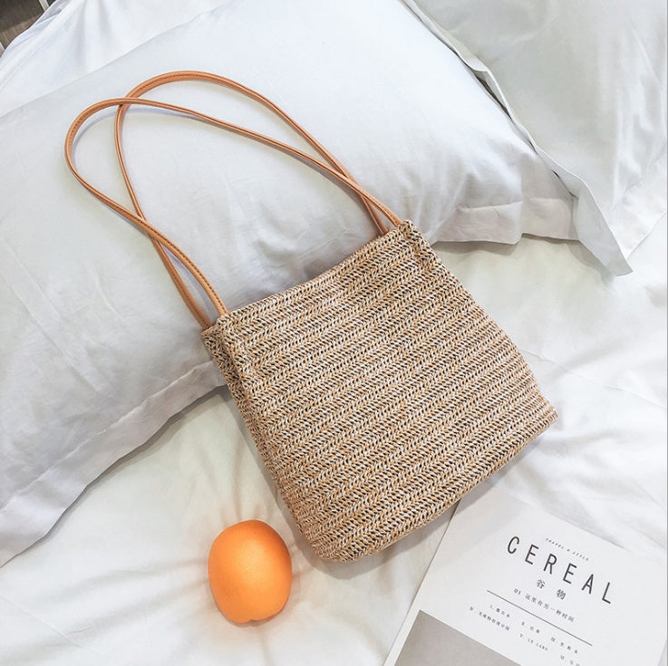 Bag straw woven fashion women shoulder tote handmade bag summer leisure ladies knitting