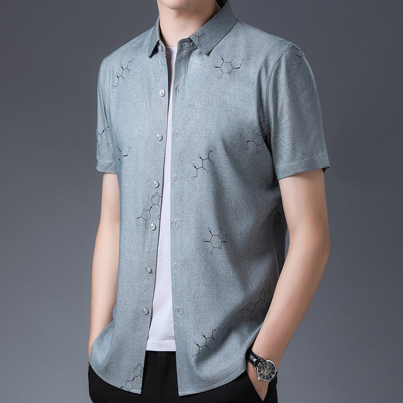 Men's thin printed short-sleeved shirt