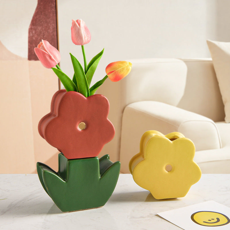 Cute Tabletop Ceramic Flower Vase