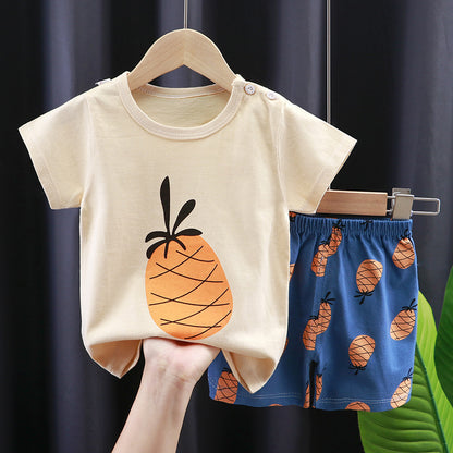 Children's Short-sleeved Suit Summer T-shirt Pure Cotton