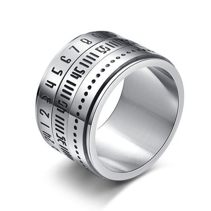 Titanium Steel Time Ring Rotating Arabic Numerals