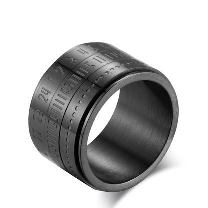 Titanium Steel Time Ring Rotating Arabic Numerals