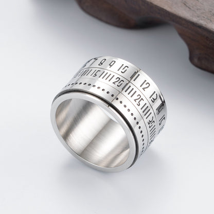 Titanium Steel Time Ring Rotating Arabic Numerals