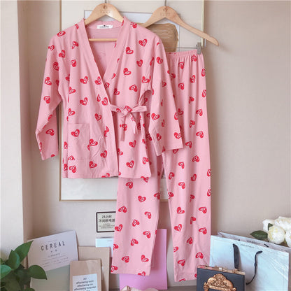 Japanese-style printed home service suit