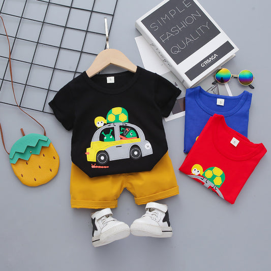 Boys Kids Children's Short Sleeve T-shirt Shorts Korean Suit(only T-shirt)