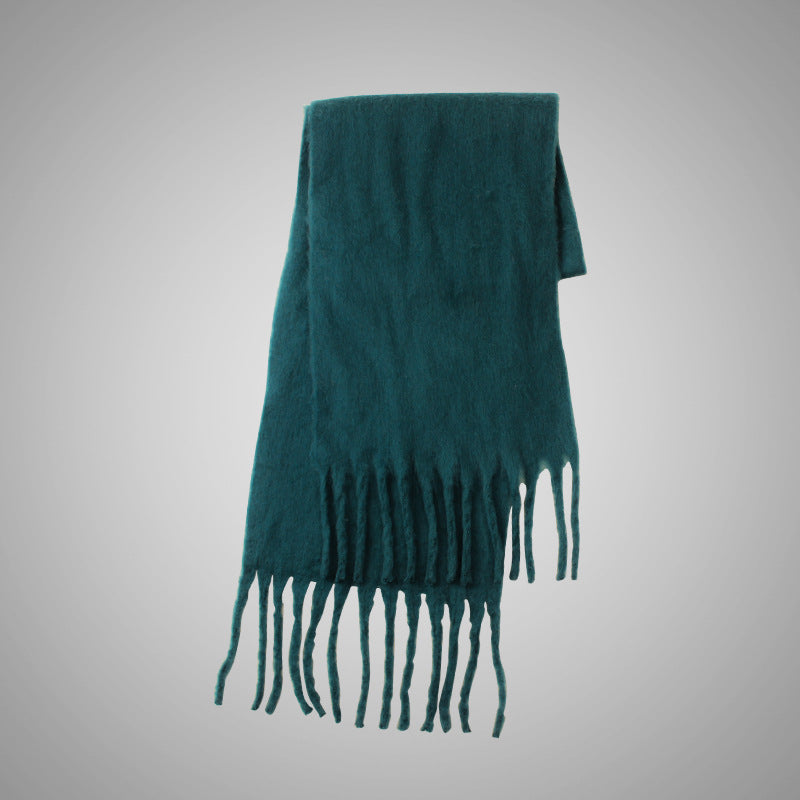 Mohair Idle Style Soft Fluffy Pure Color Warm Keeping Scarf