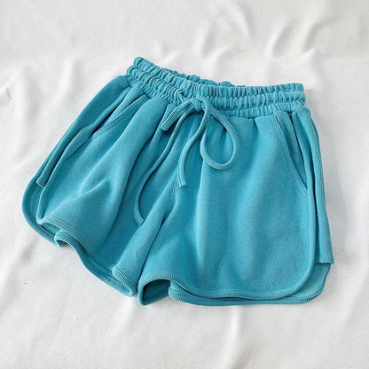 Women's Solid Color Wide Leg Loose And Slim Sports Shorts