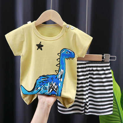 Children's Short-sleeved Suit Summer T-shirt Pure Cotton