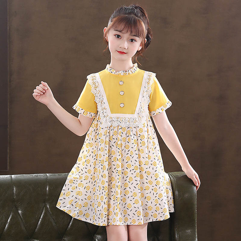 Girls' Cotton New Hot Sell Style Floral Dress