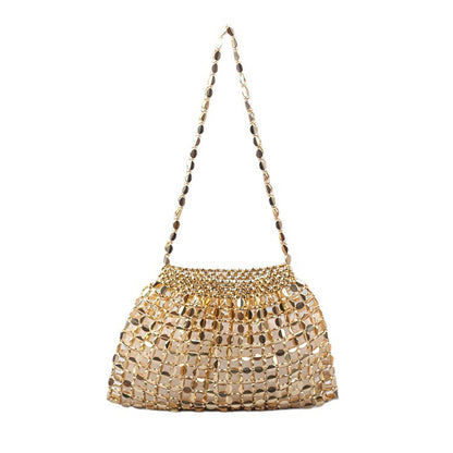 Handmade Flat Beads Woven Large Dumpling Fashion Trendy One-shoulder Handbag