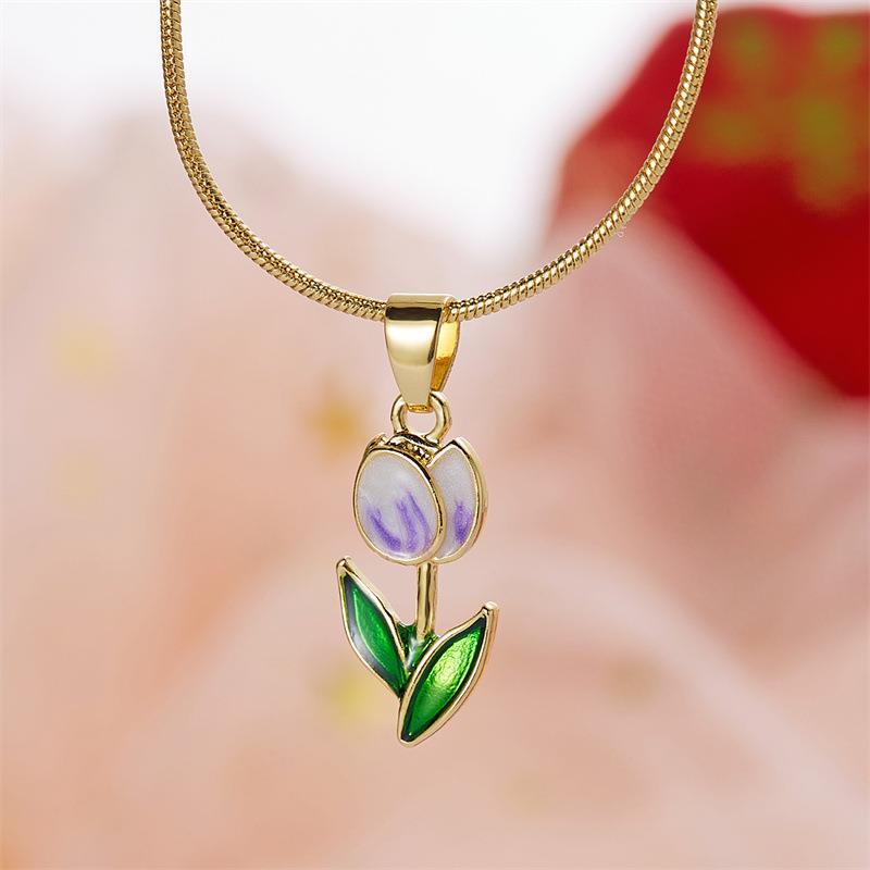 Romantic Flower Tulip Fashion Drop Oil Necklace Bracelet
