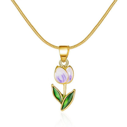 Romantic Flower Tulip Fashion Drop Oil Necklace Bracelet