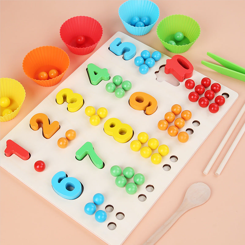 Child Clip Beads Arithmetic Game Medium And Large Class Toy Wooden