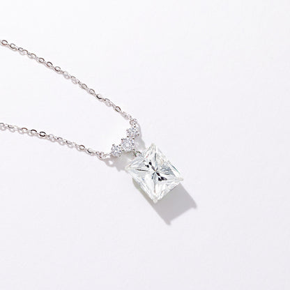 S925 Sterling Silver Light Luxury Square Diamond Necklace Light Luxury Minority