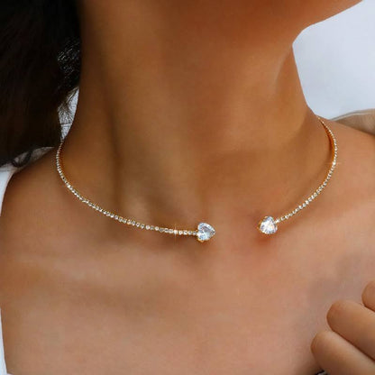 Heart-shaped Zircon Collar Light Luxury Rhinestone Necklace Women's Jewelry