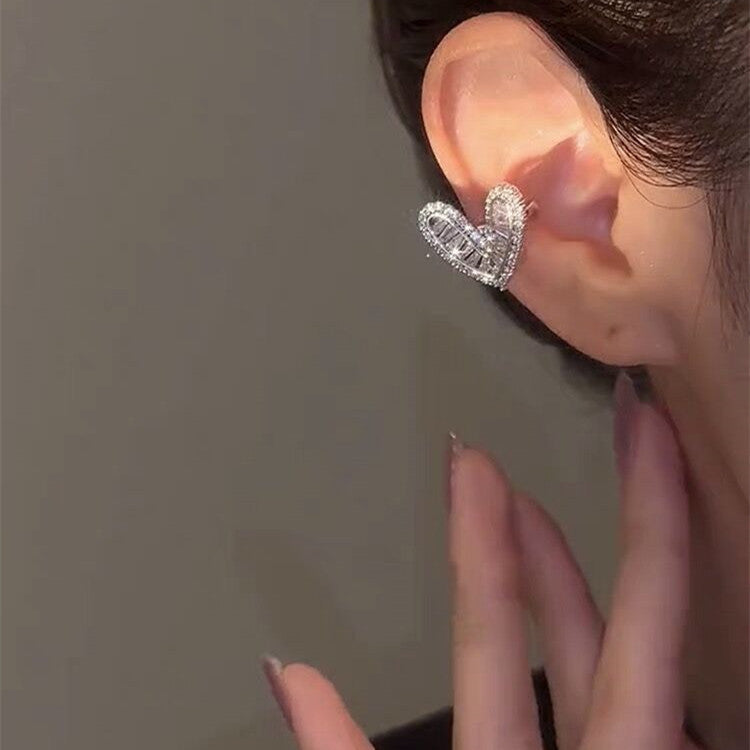 Fashion Jewelry Micro Inlaid Zircon Love Ear Clip Female Niche Design