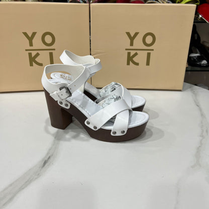 YO KI  Buckle Chunky Heel Open Toe Sandals